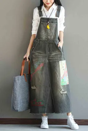 A-line Oversize Denim Overall Dress