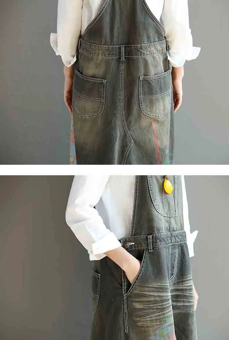 A-line Oversize Denim Overall Dress