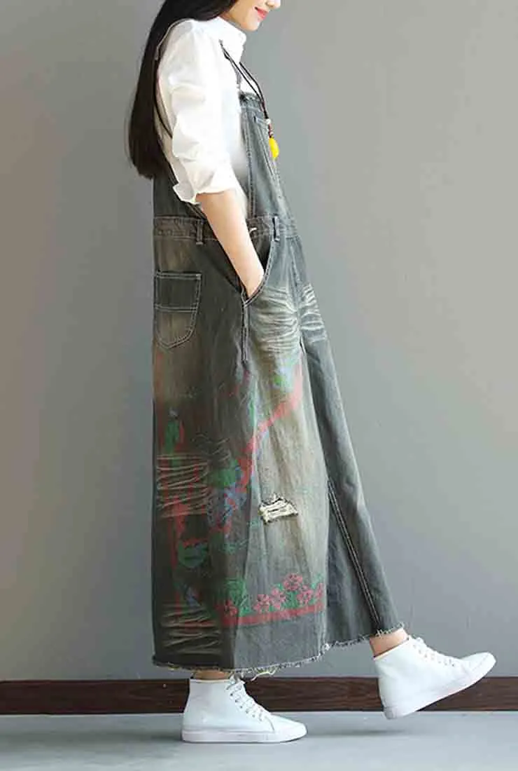 A-line Oversize Denim Overall Dress