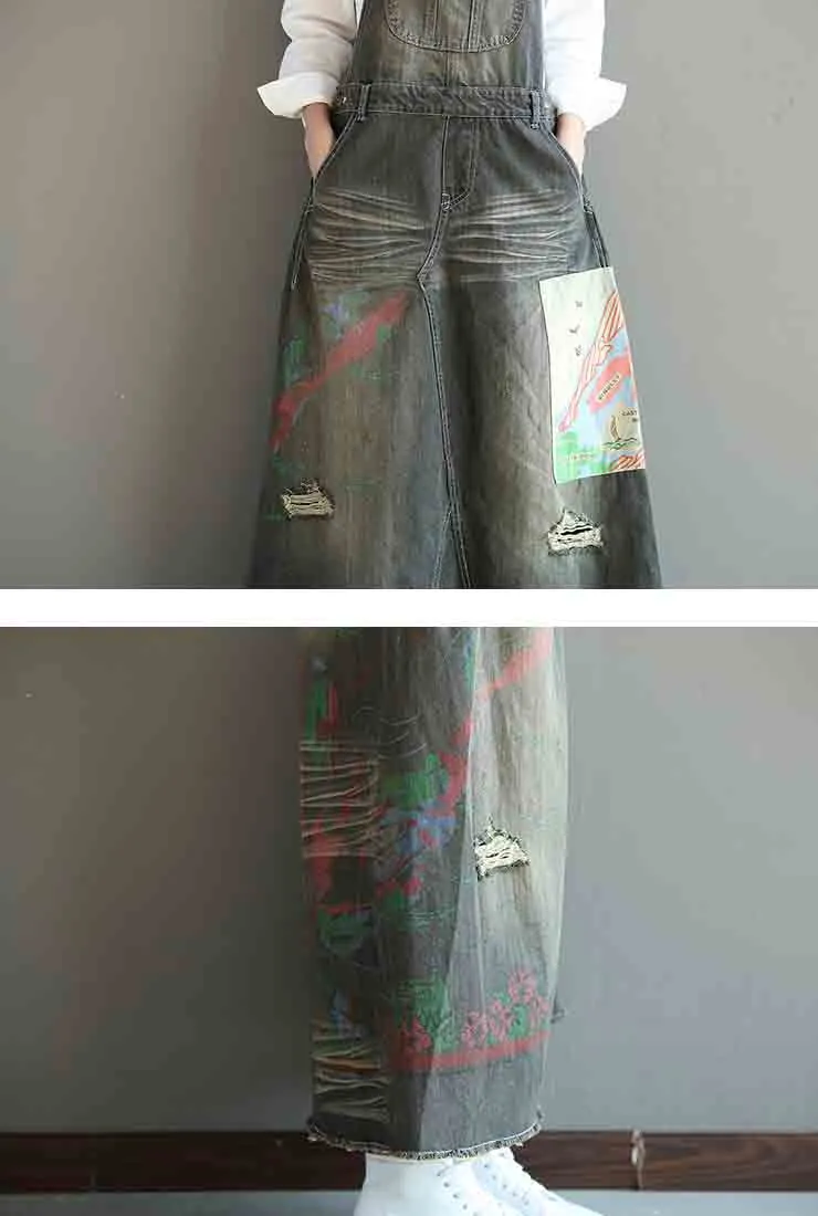 A-line Oversize Denim Overall Dress