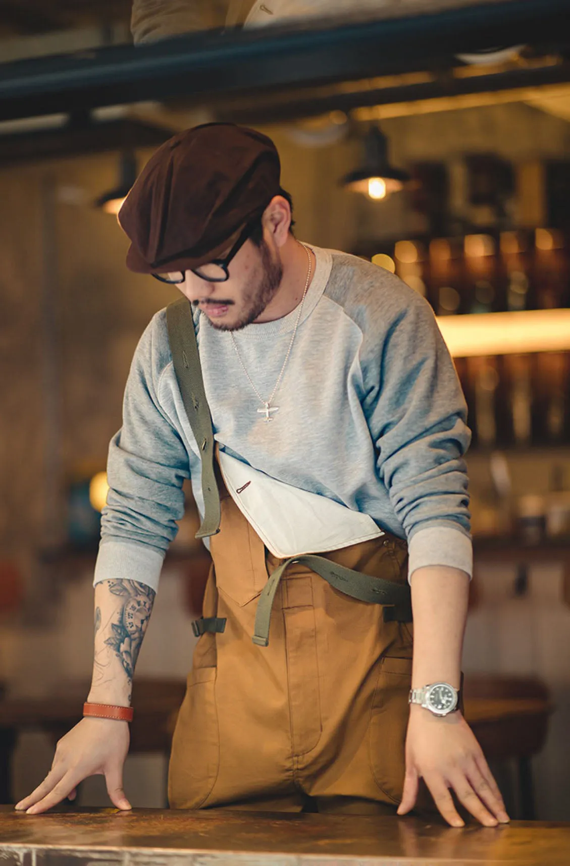 American Loose Straight Bib Casual One-Piece Long Men's Overalls