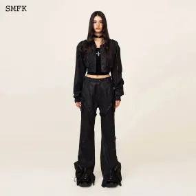 Ancient Myth Black Panther Waxed Flared Pants