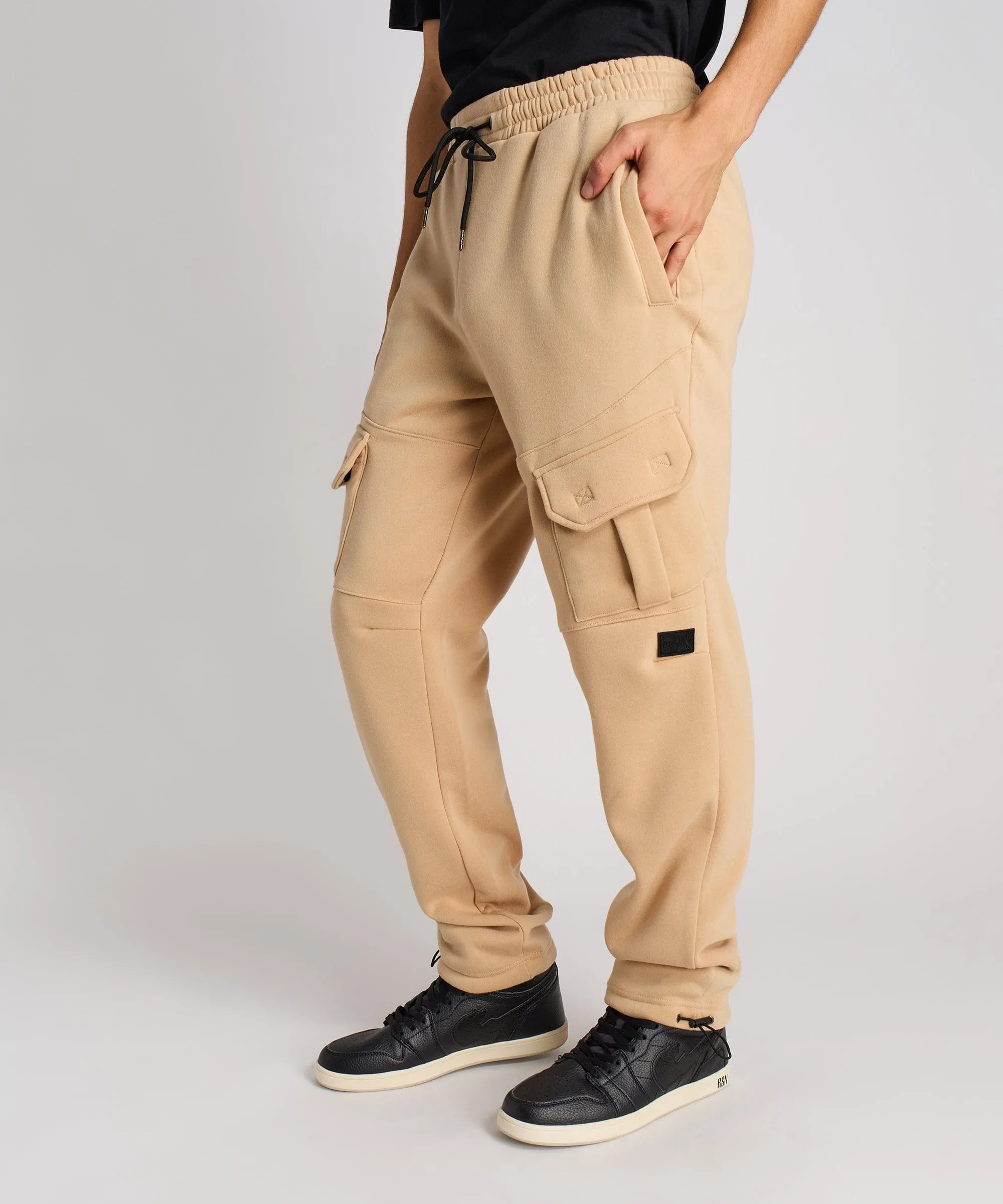 Banks Relaxed Fit Fleece Cargo Pants - Beige