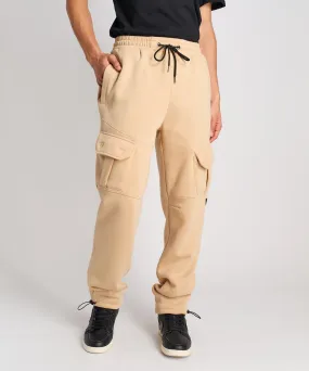 Banks Relaxed Fit Fleece Cargo Pants - Beige