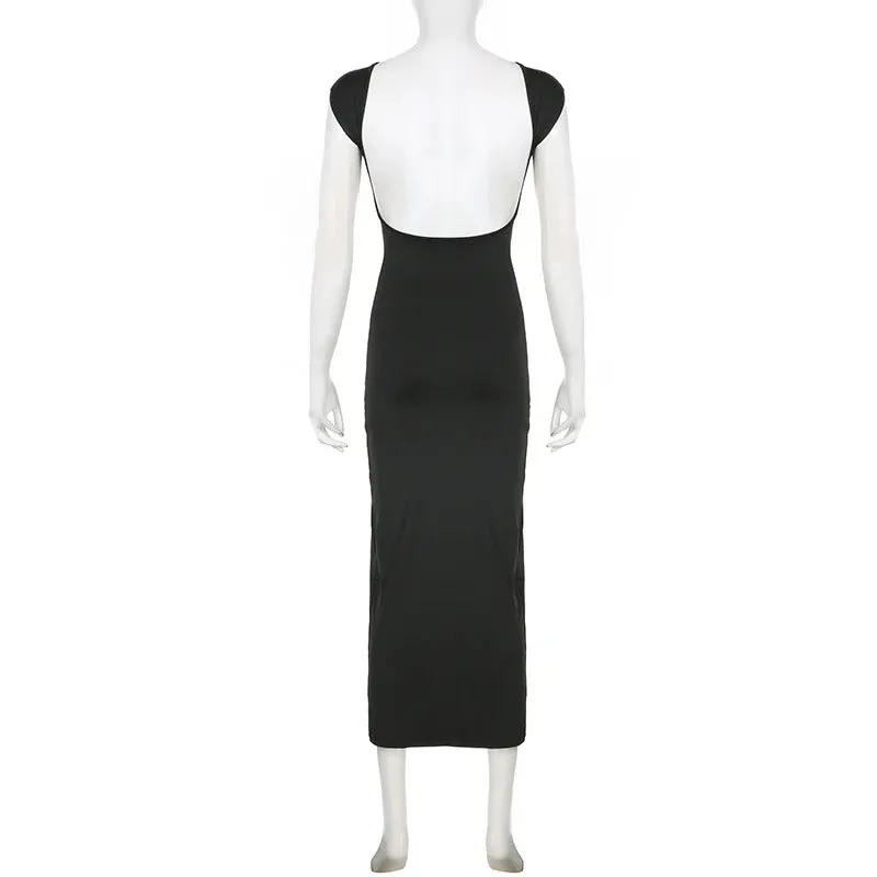 BIIKPIIK Sexy Backless Hip Wrap Women Dress Casual Solid Short Sleeve Slim Fit Evening Gown Concise Elegant Party Dresses Trendy