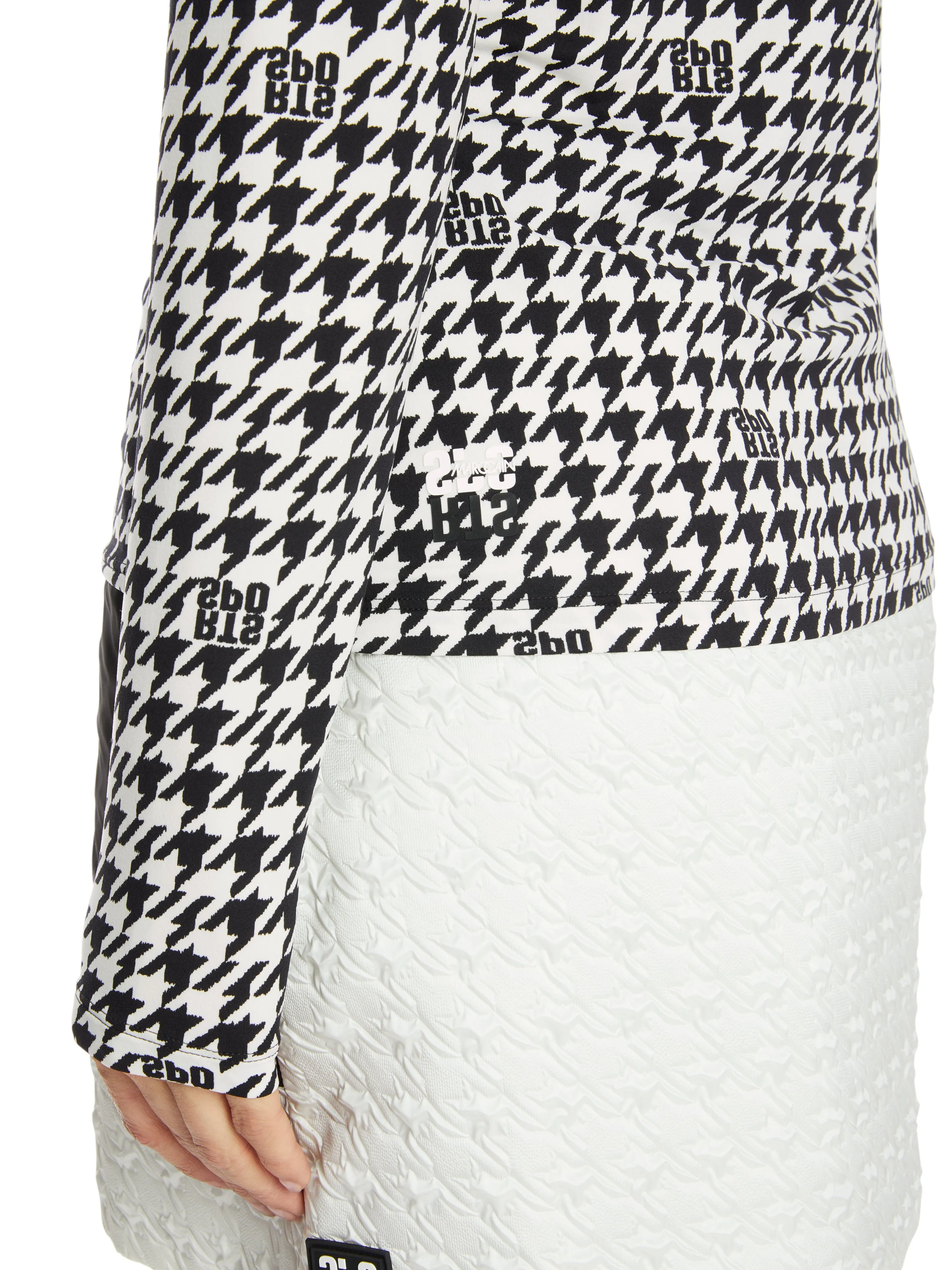 Black and White Chickcheck Print Polo Top