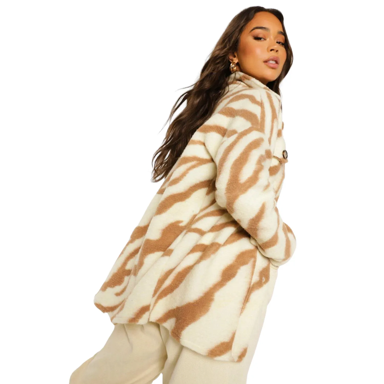 Boohoo Zebra Wool Look Shacket | S
