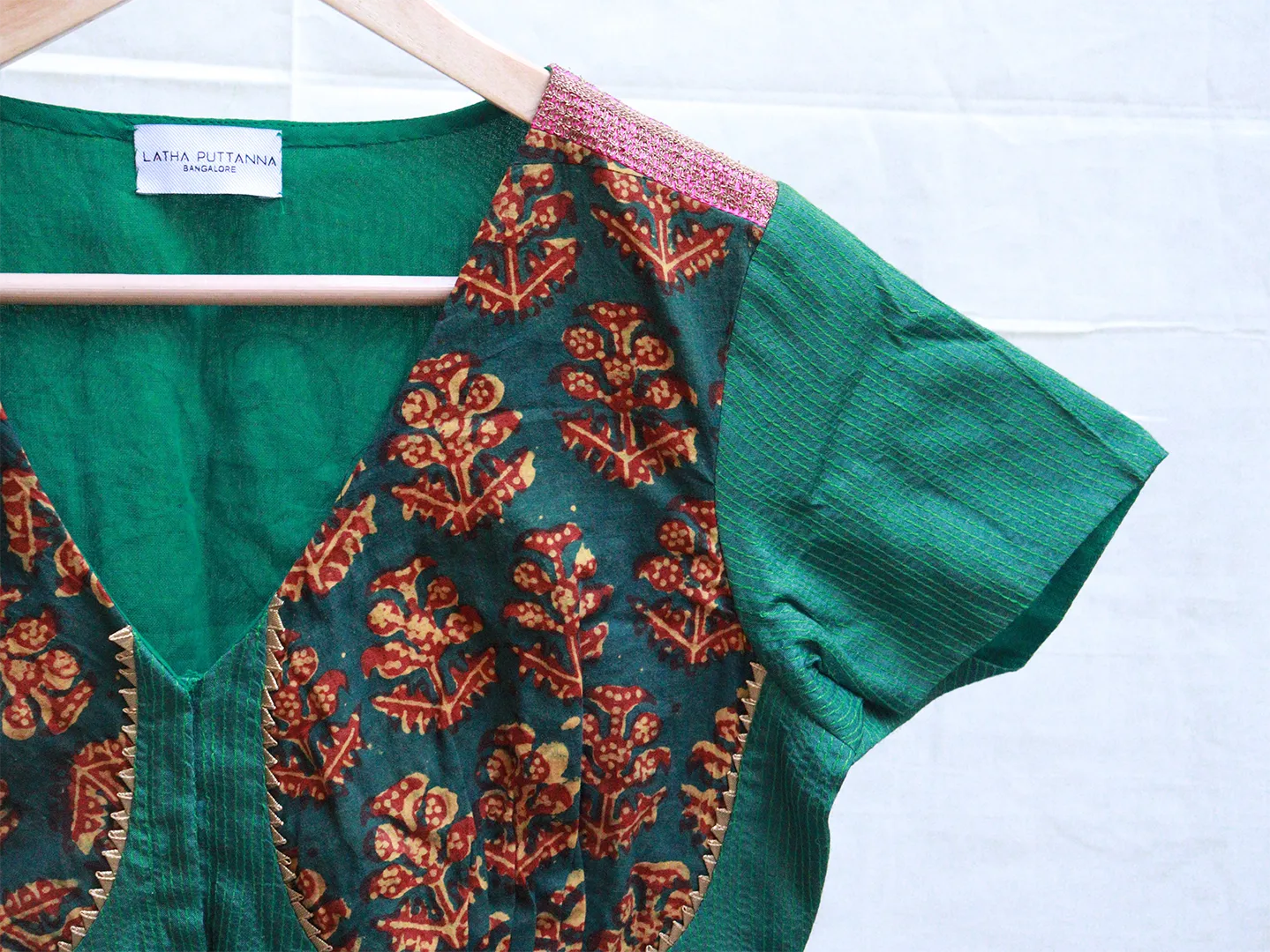 British Racing Green Kalamkari blouse