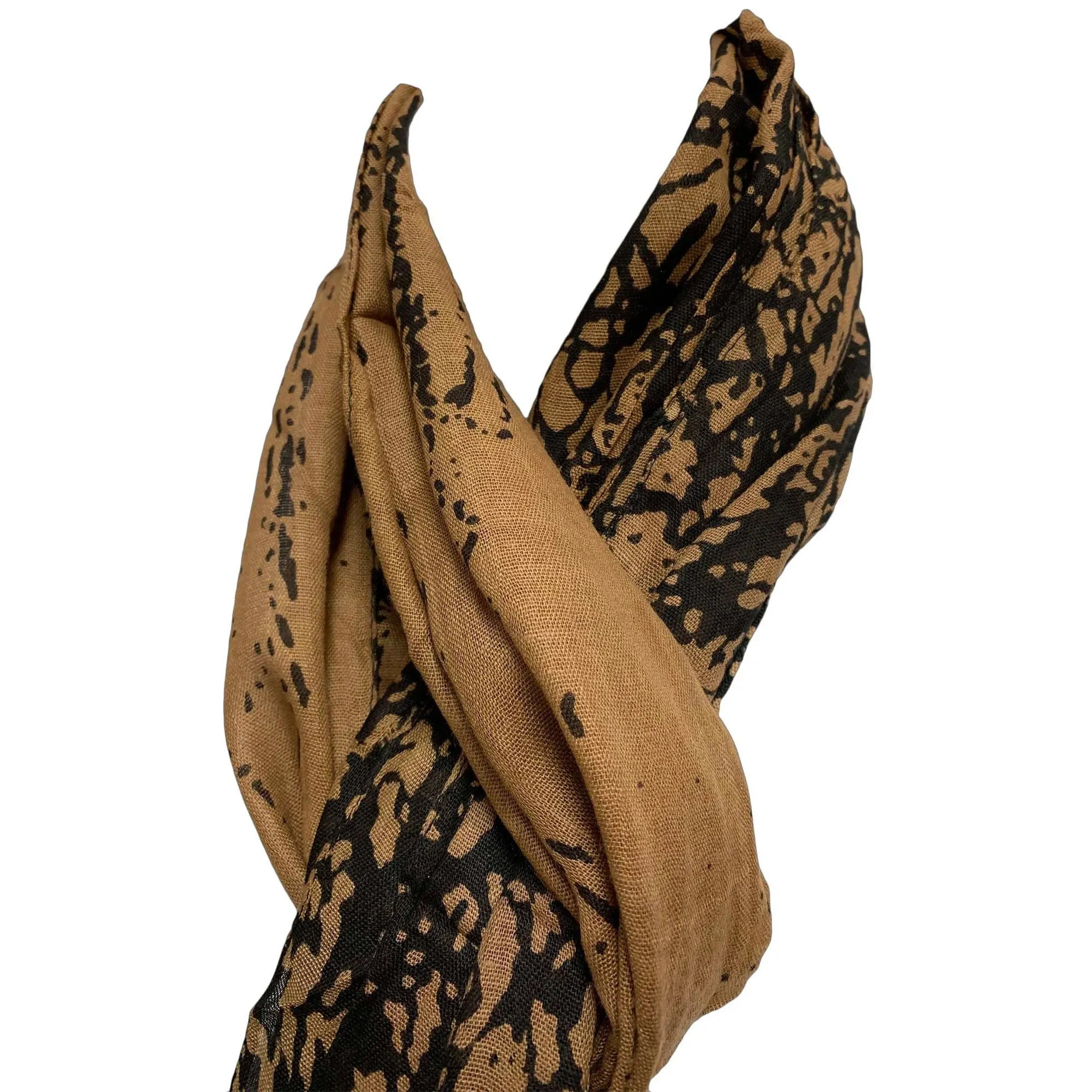 Brown Black Earth Tone Fringed Indian Cotton Long Scarf Stole Wrap JK261