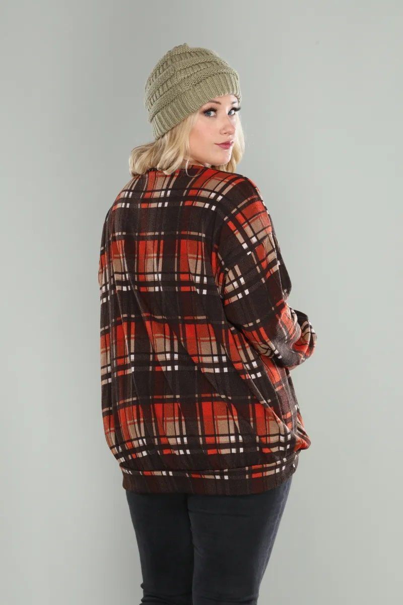 Brown rust madras print top