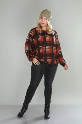 Brown rust madras print top