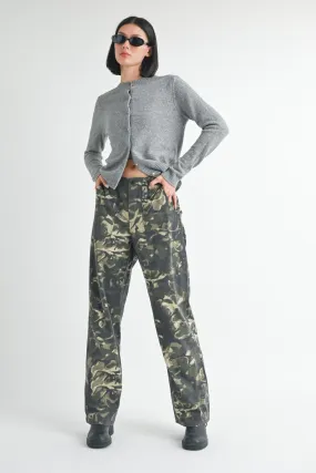 Camouflage Straight Leg Pants with Pockets