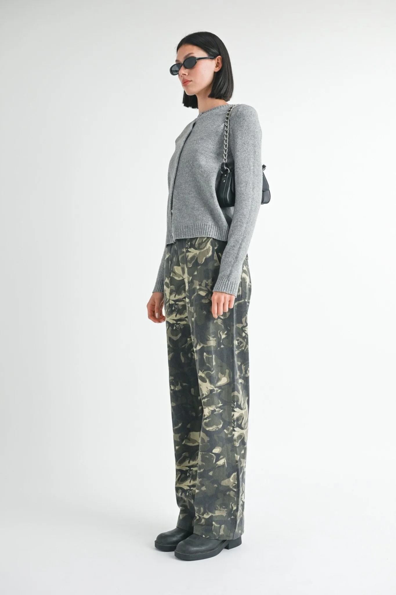 Camouflage Straight Leg Pants with Pockets