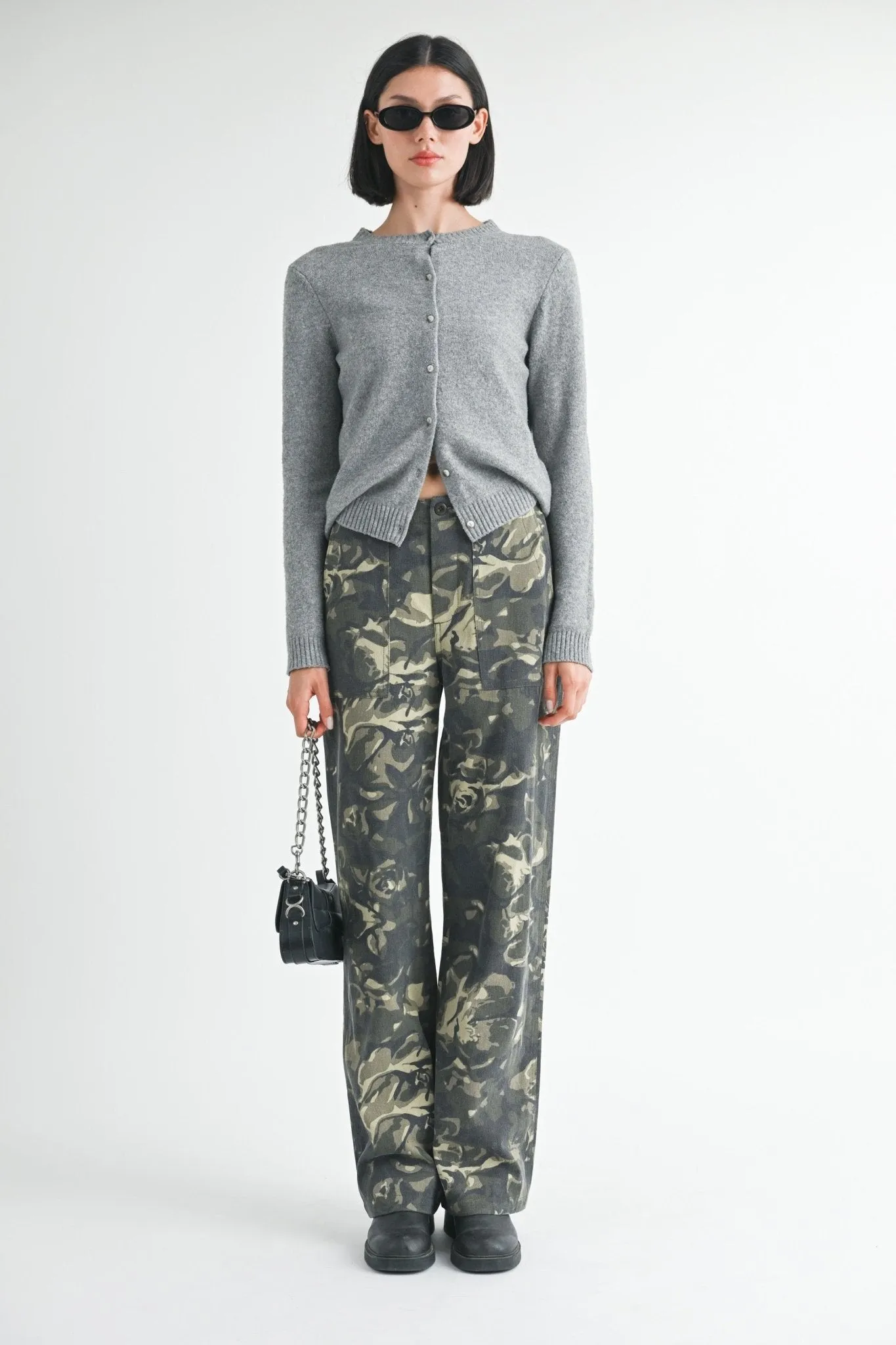 Camouflage Straight Leg Pants with Pockets