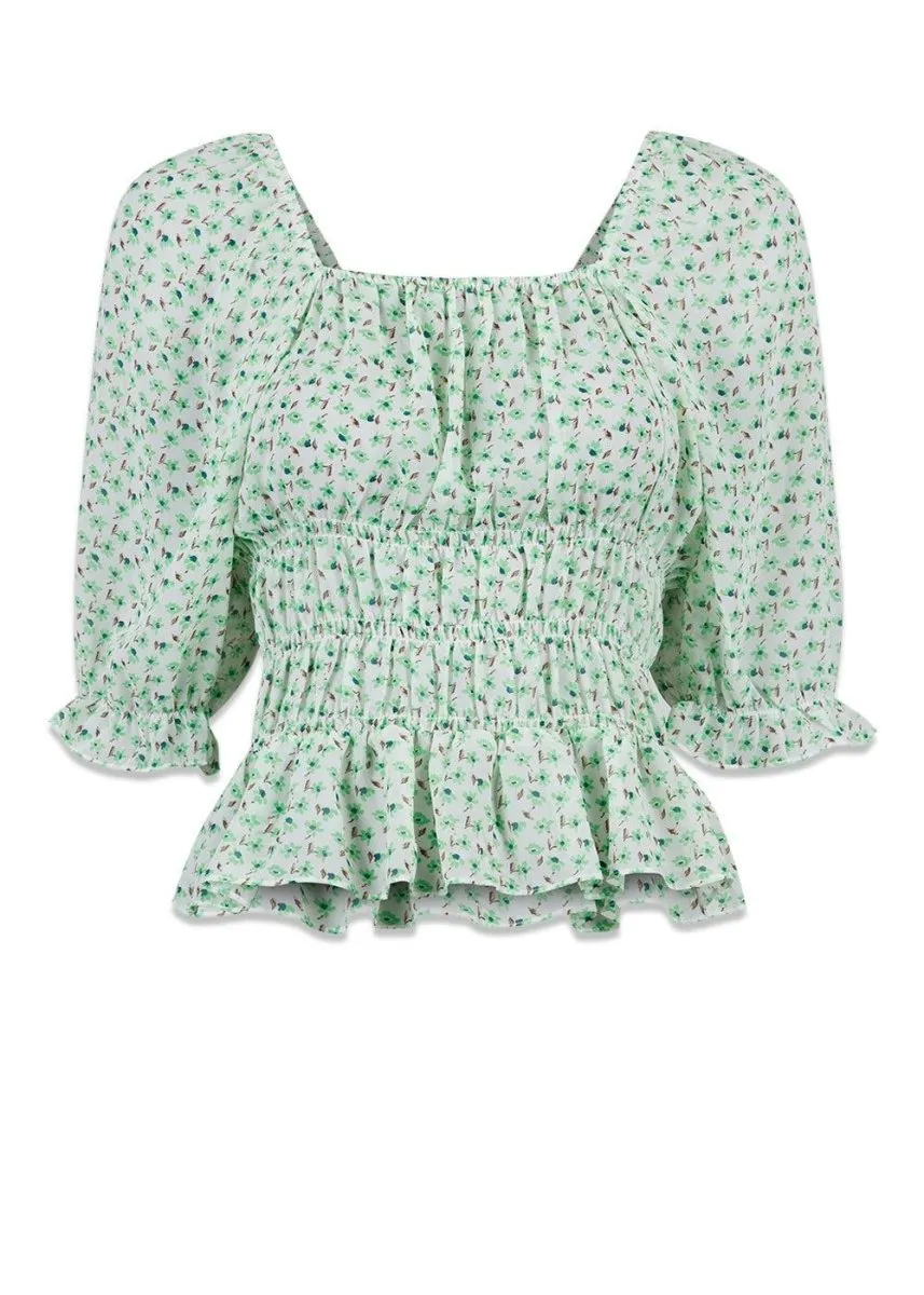 Celin Daily Flower Blouse - Green