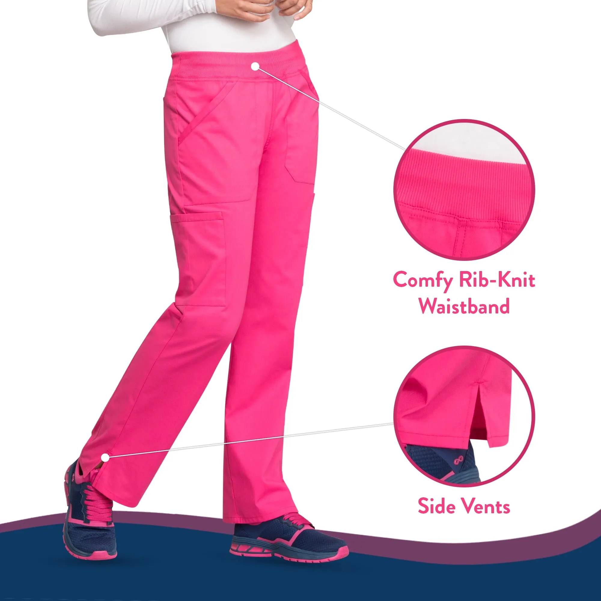 Cherokee Workwear Professionals Women's Scrubs Pant Mid Rise Straight Leg Pull-On Cargo WW170