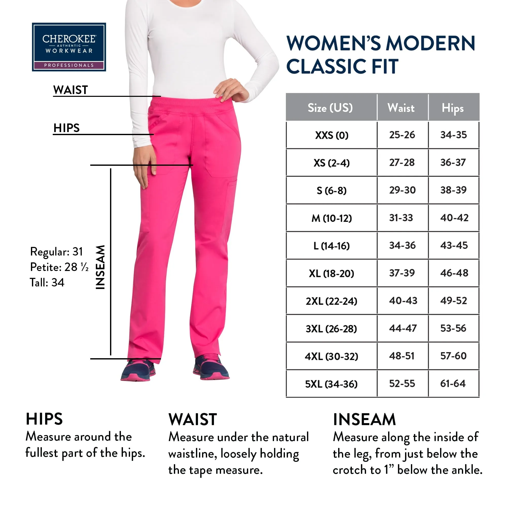 Cherokee Workwear Professionals Women's Scrubs Pant Mid Rise Straight Leg Pull-On Cargo WW170
