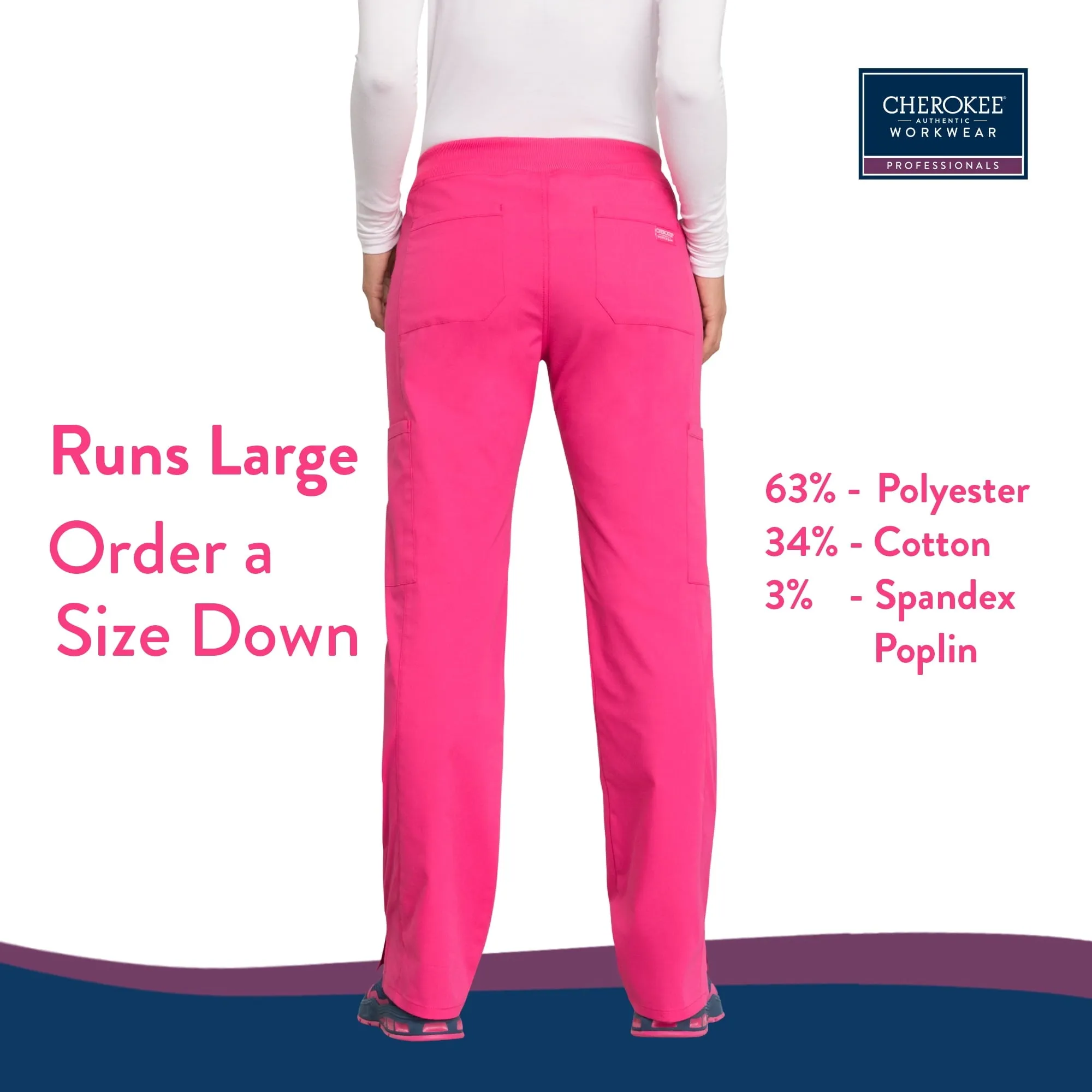 Cherokee Workwear Professionals Women's Scrubs Pant Mid Rise Straight Leg Pull-On Cargo WW170