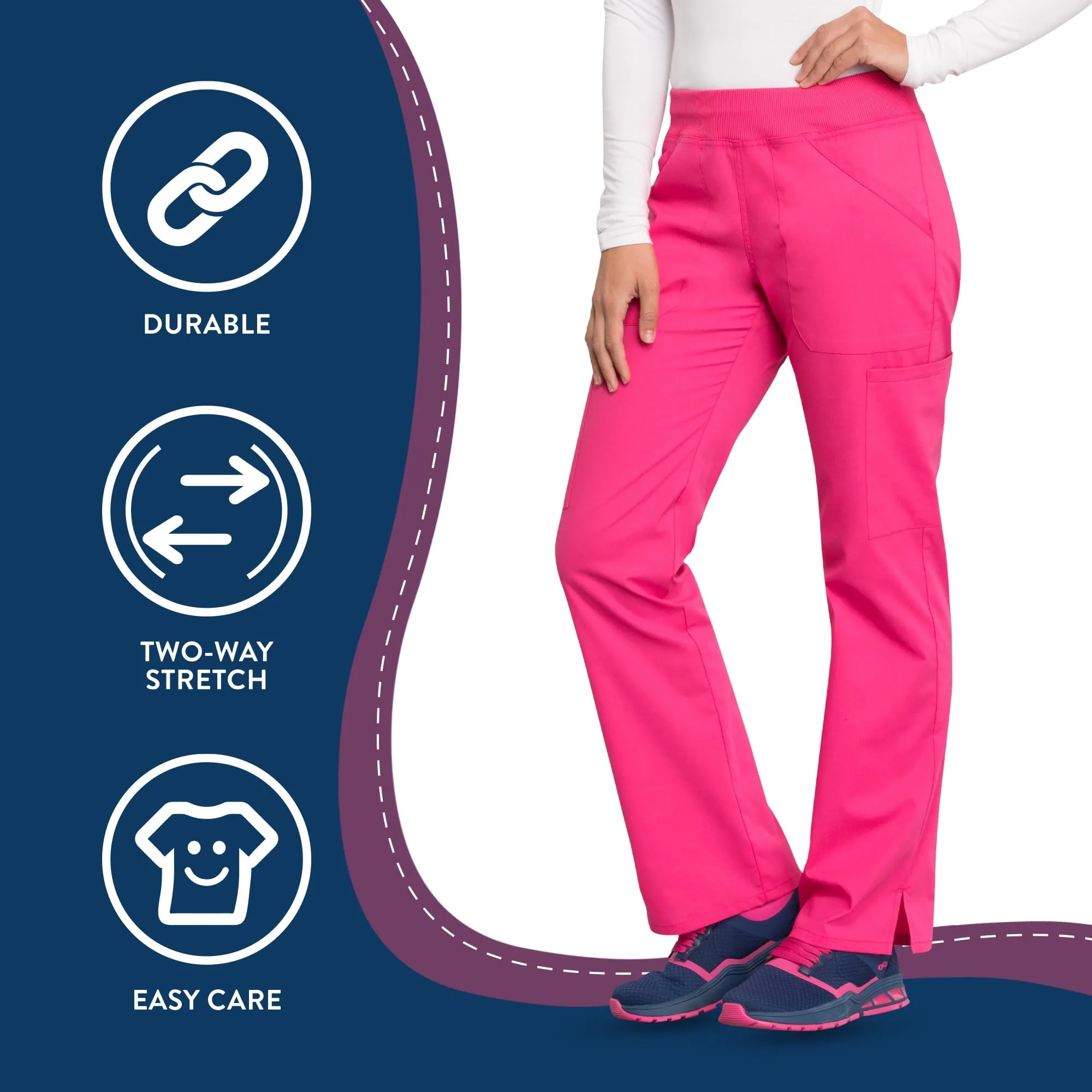 Cherokee Workwear Professionals Women's Scrubs Pant Mid Rise Straight Leg Pull-On Cargo WW170