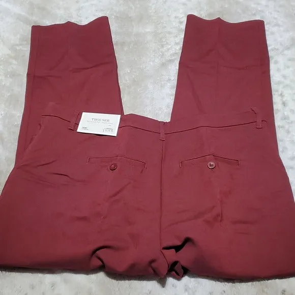 Christopher & Banks Maroon w Black Flecks High Rise Relaxed Fit Trouser Pants