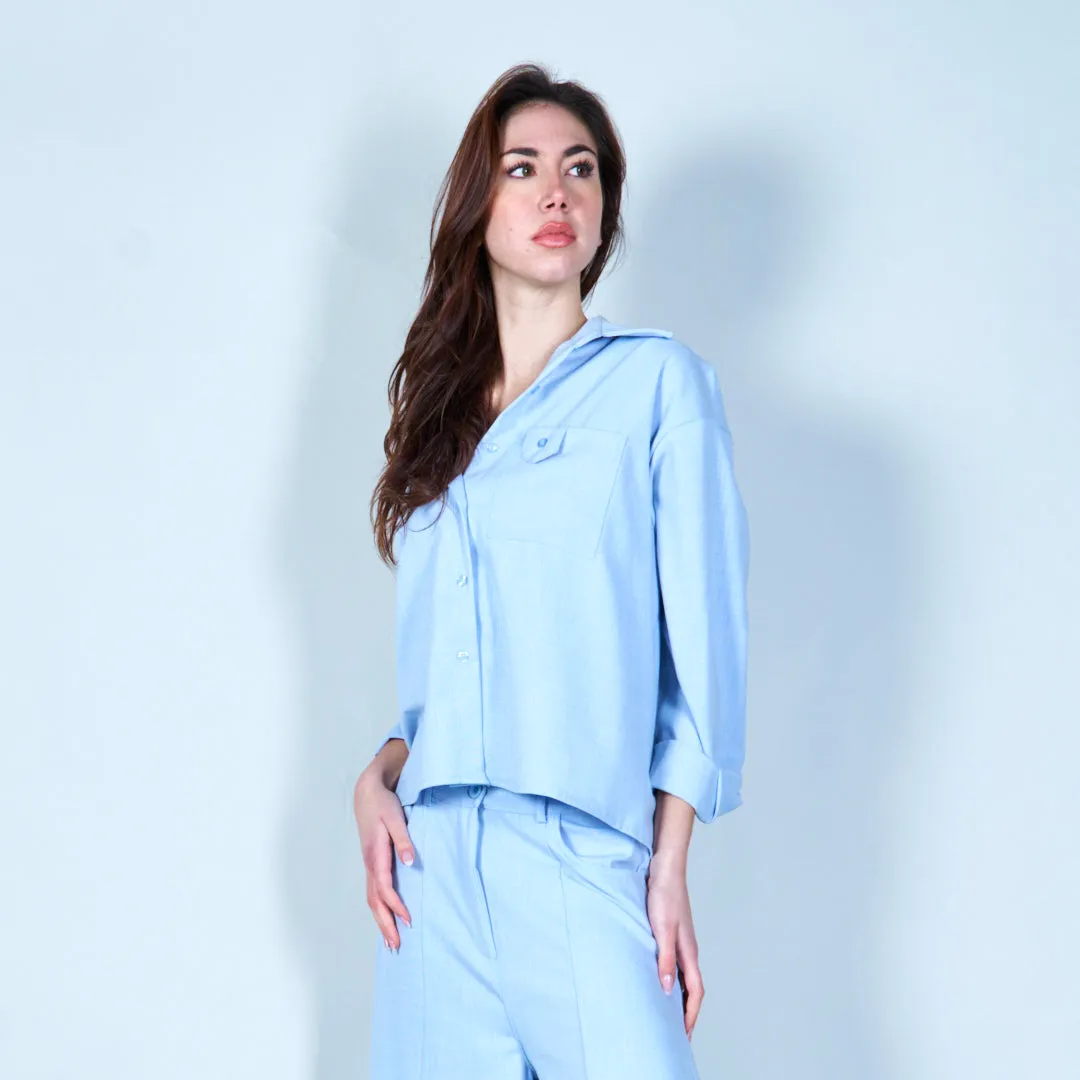 Classic button-up shirt with pocket wholesale