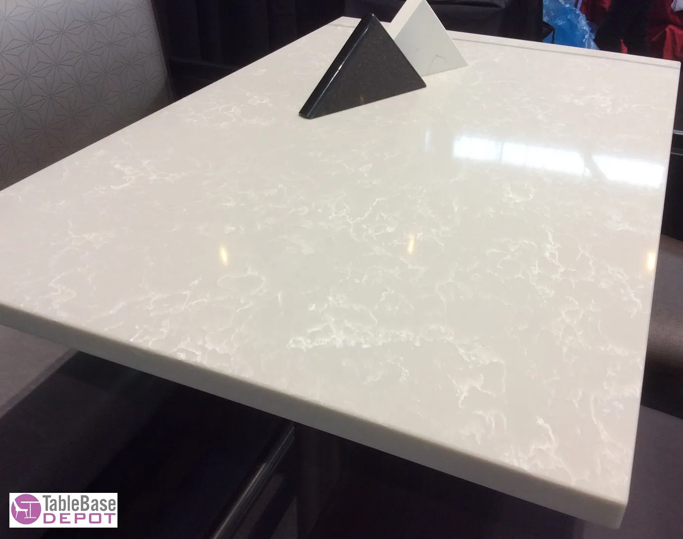 Cloud Gray Quartz Restaurant Table Tops In-Outdoor