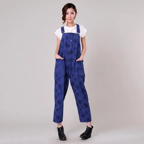 Coconut Tree Print 90's Overalls