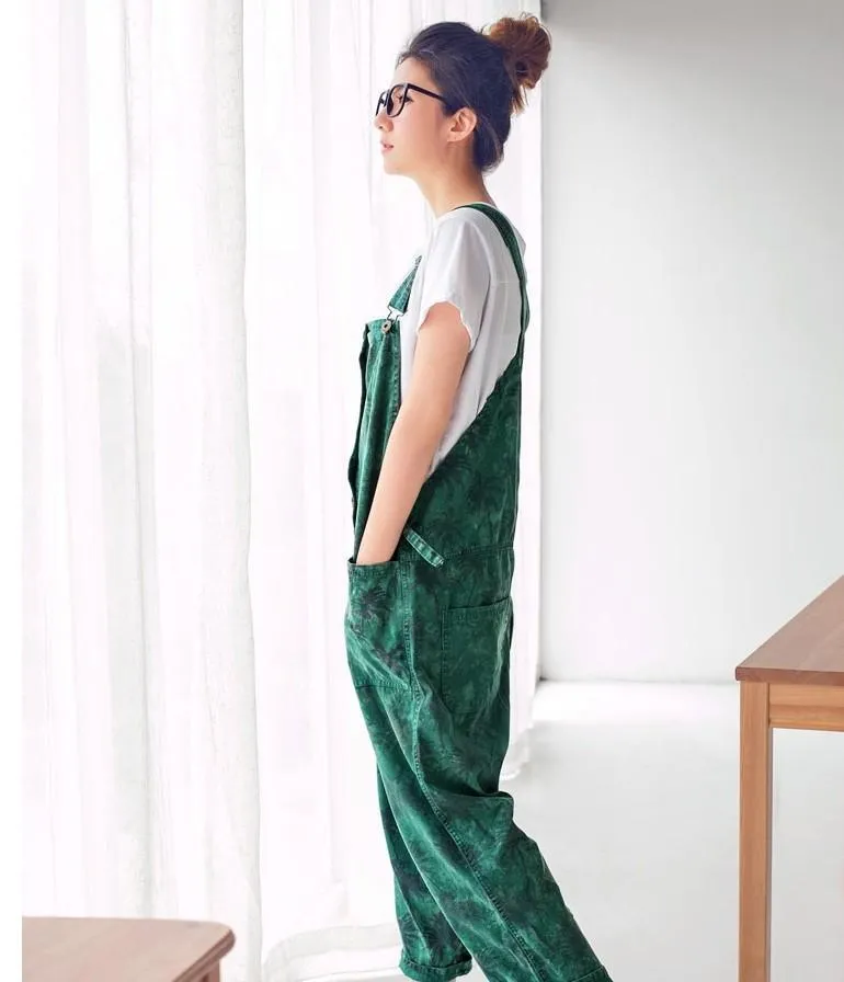 Coconut Tree Print 90's Overalls