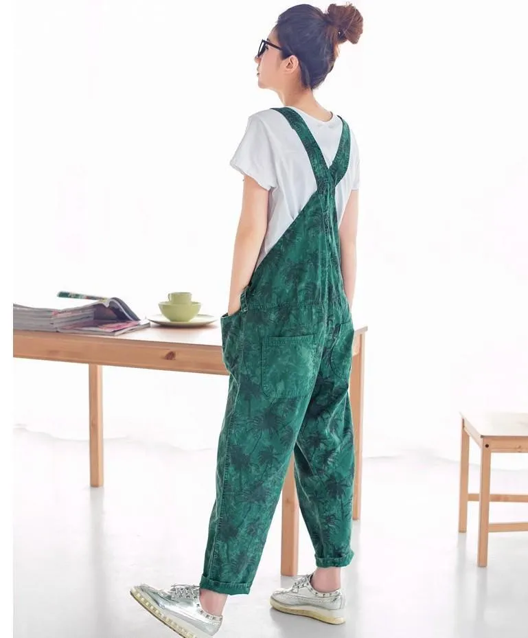 Coconut Tree Print 90's Overalls