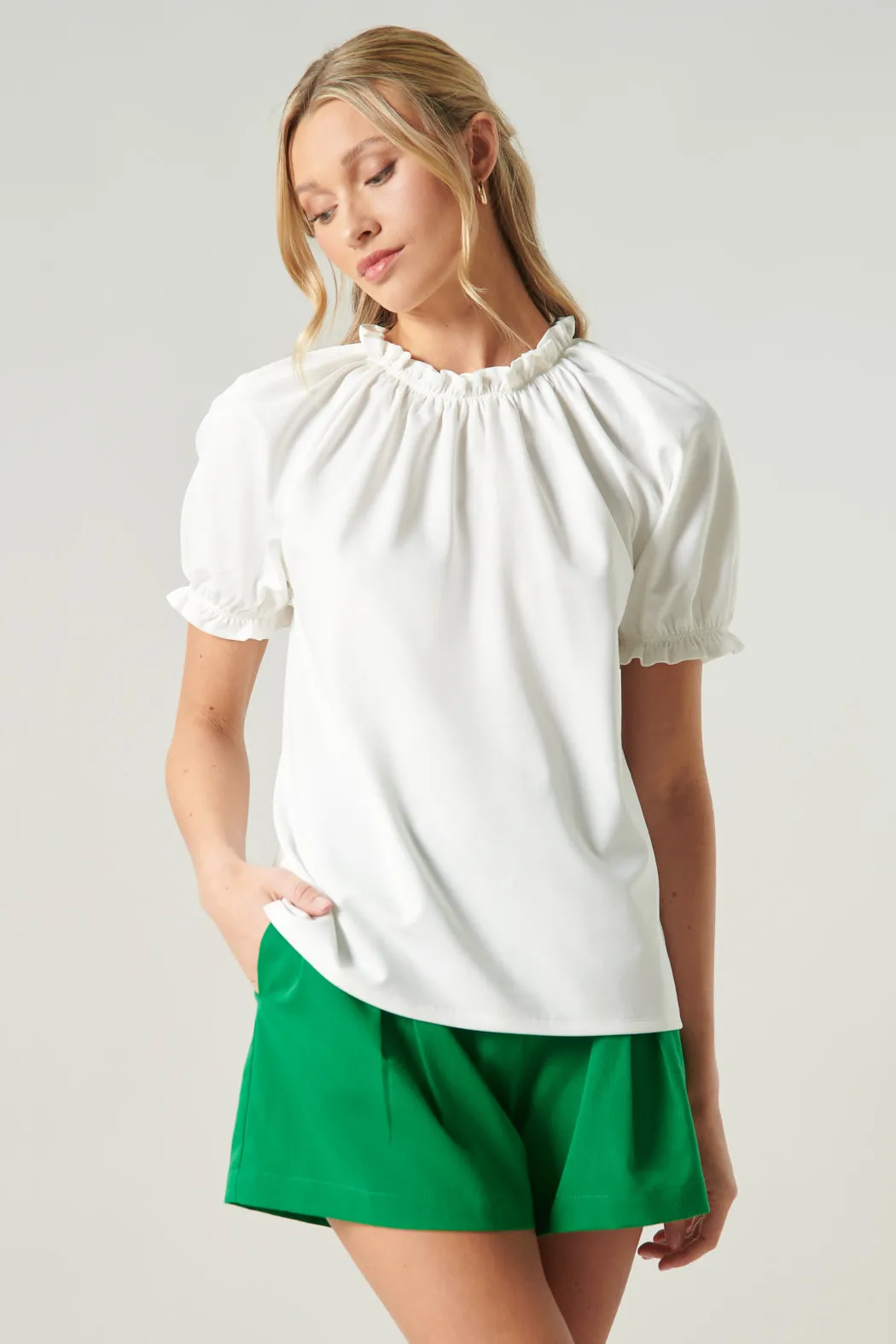 Consuela Ruffle Puff Sleeve Blouse