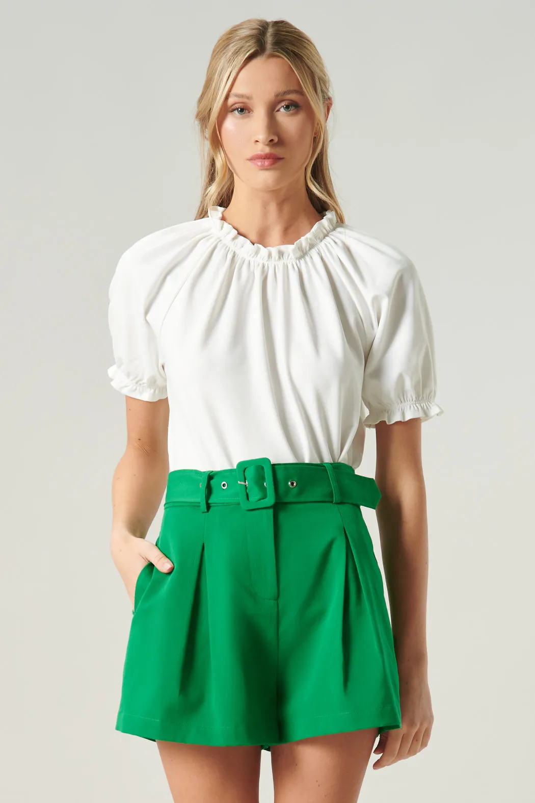 Consuela Ruffle Puff Sleeve Blouse