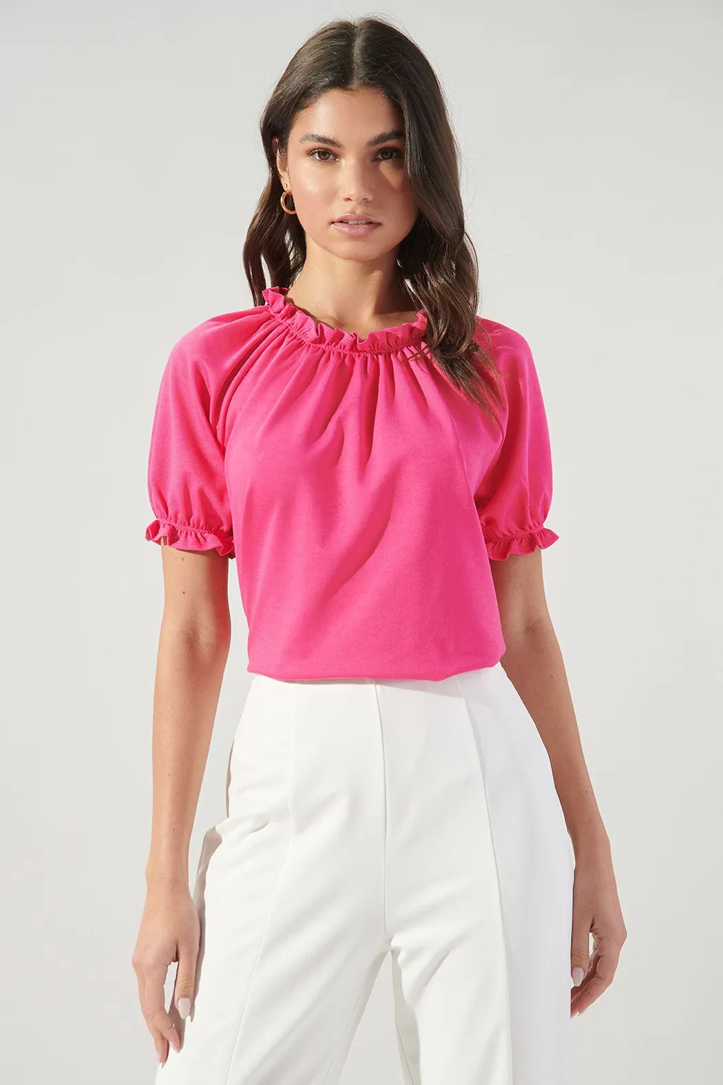 Consuela Ruffle Puff Sleeve Blouse