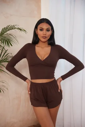Contour Wrap Crop Long Sleeves
