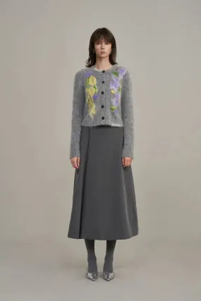 Cymbidium Hand Embroidered Cardigan in Alpaca Blend Knit