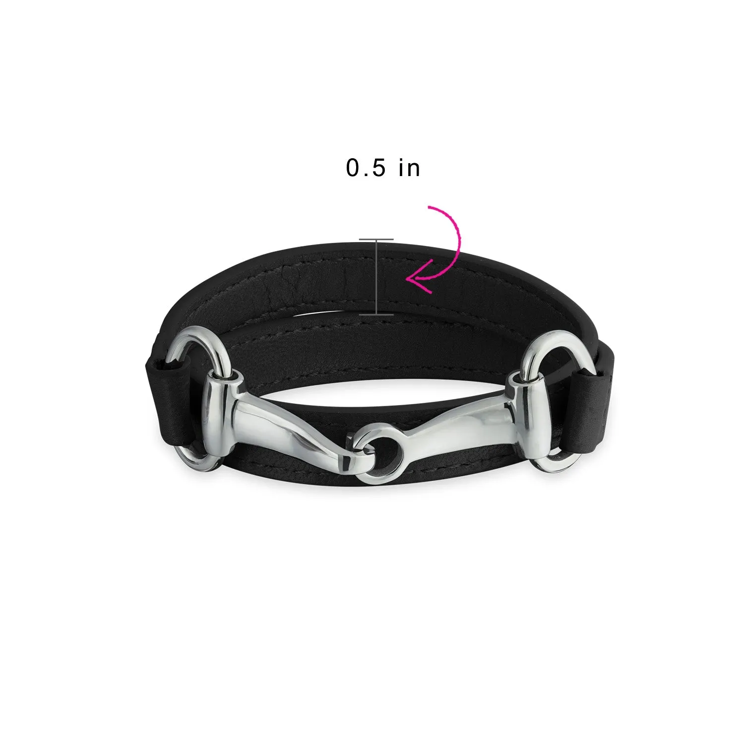 Fashion Red White Orange Black Brown Leather Double Wrap Bracelet with Horse Bit