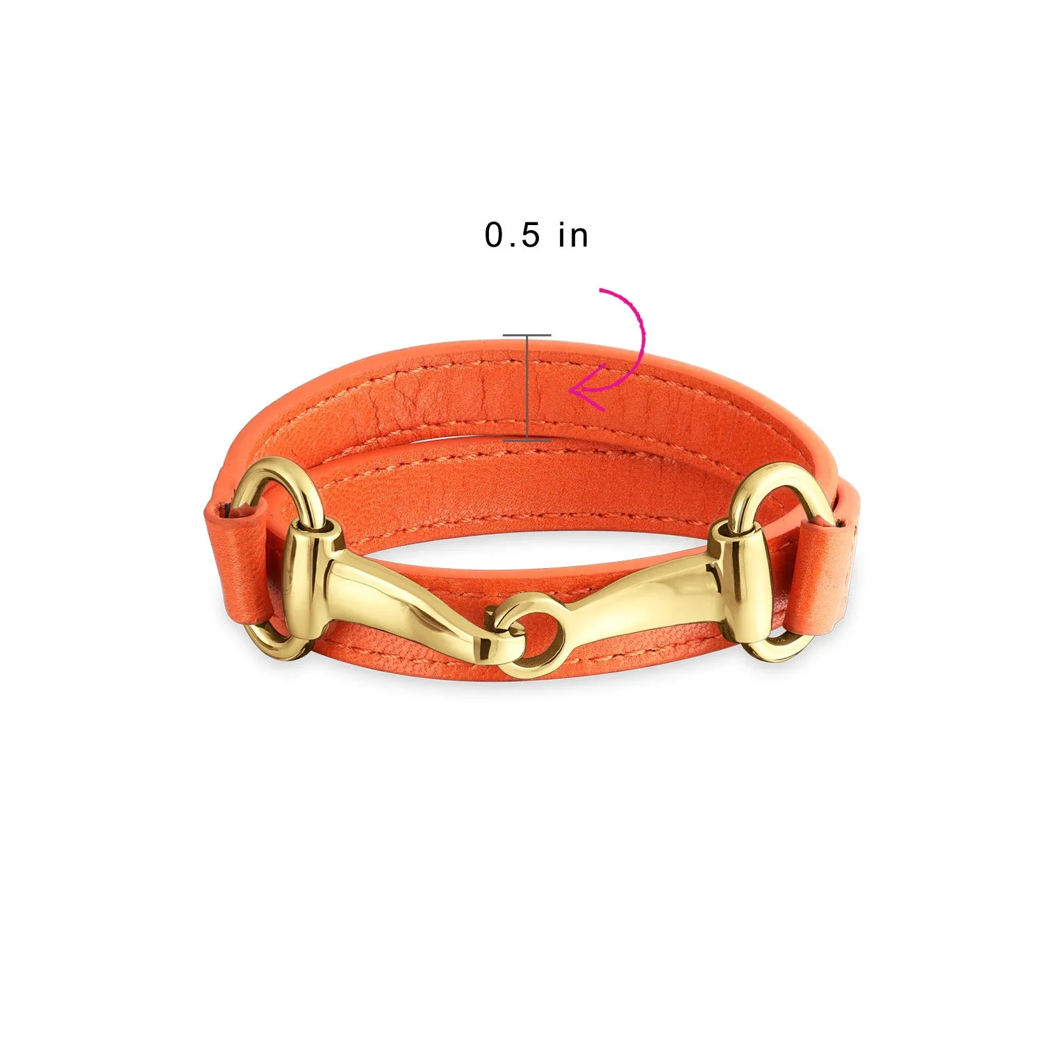 Fashion Red White Orange Black Brown Leather Double Wrap Bracelet with Horse Bit