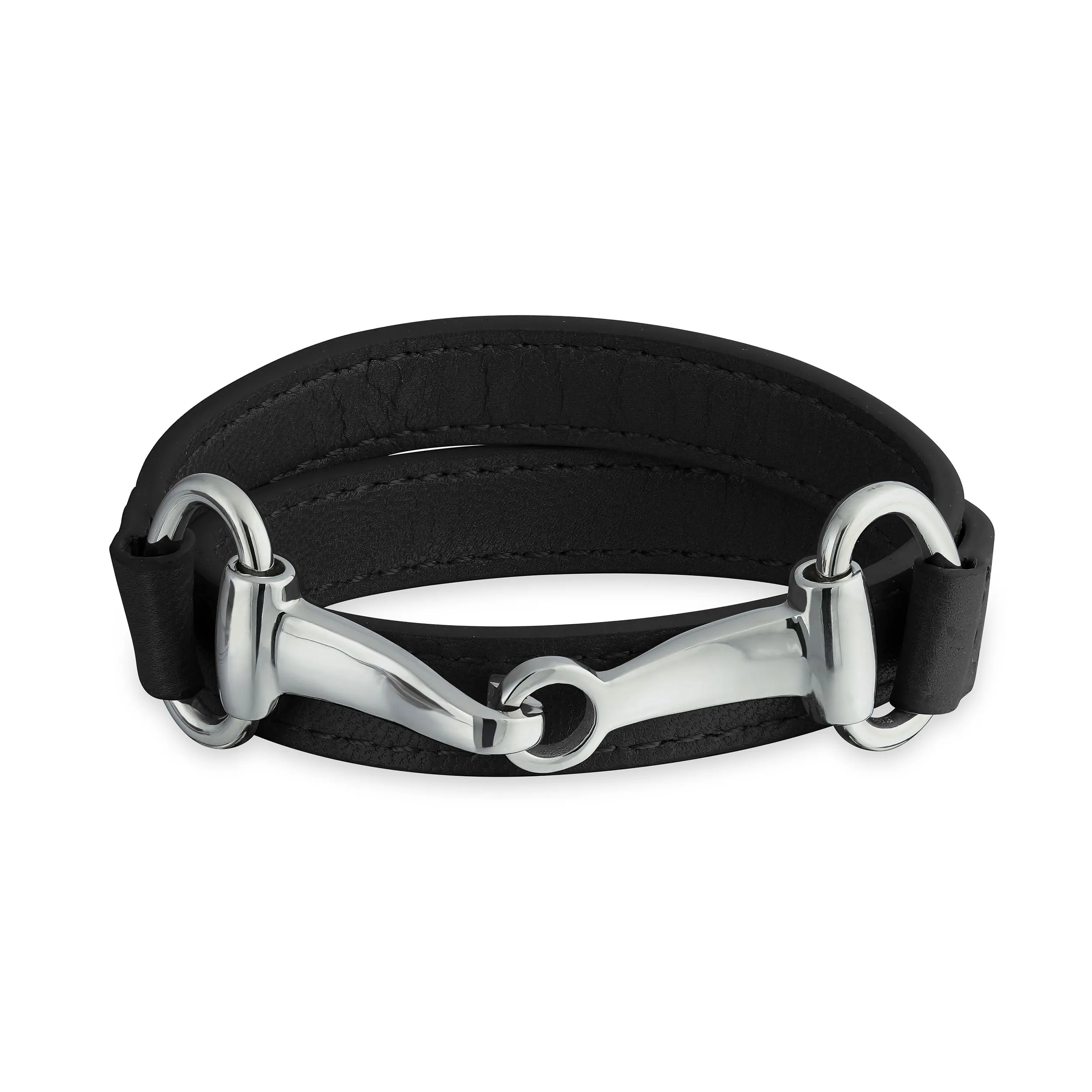 Fashion Red White Orange Black Brown Leather Double Wrap Bracelet with Horse Bit