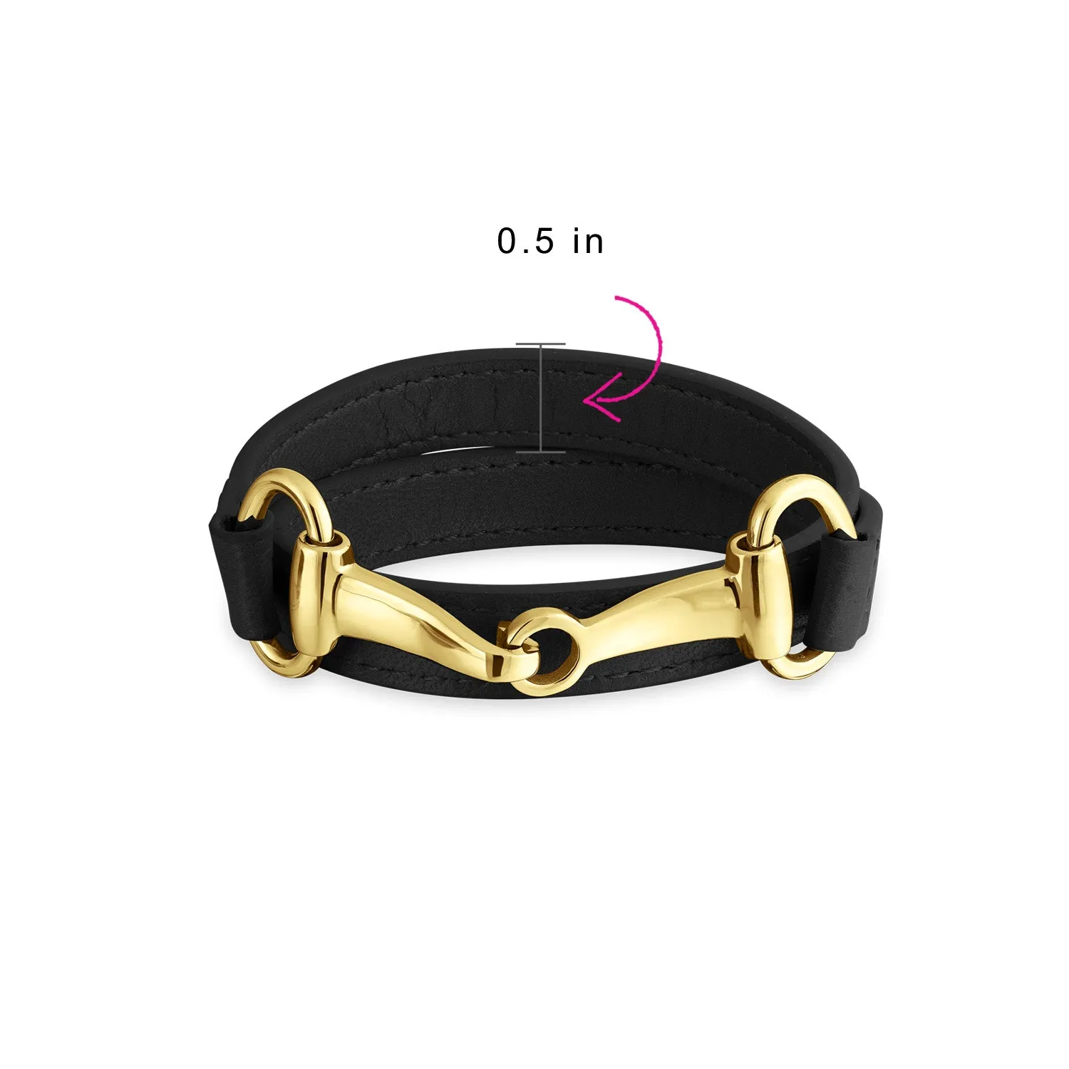 Fashion Red White Orange Black Brown Leather Double Wrap Bracelet with Horse Bit