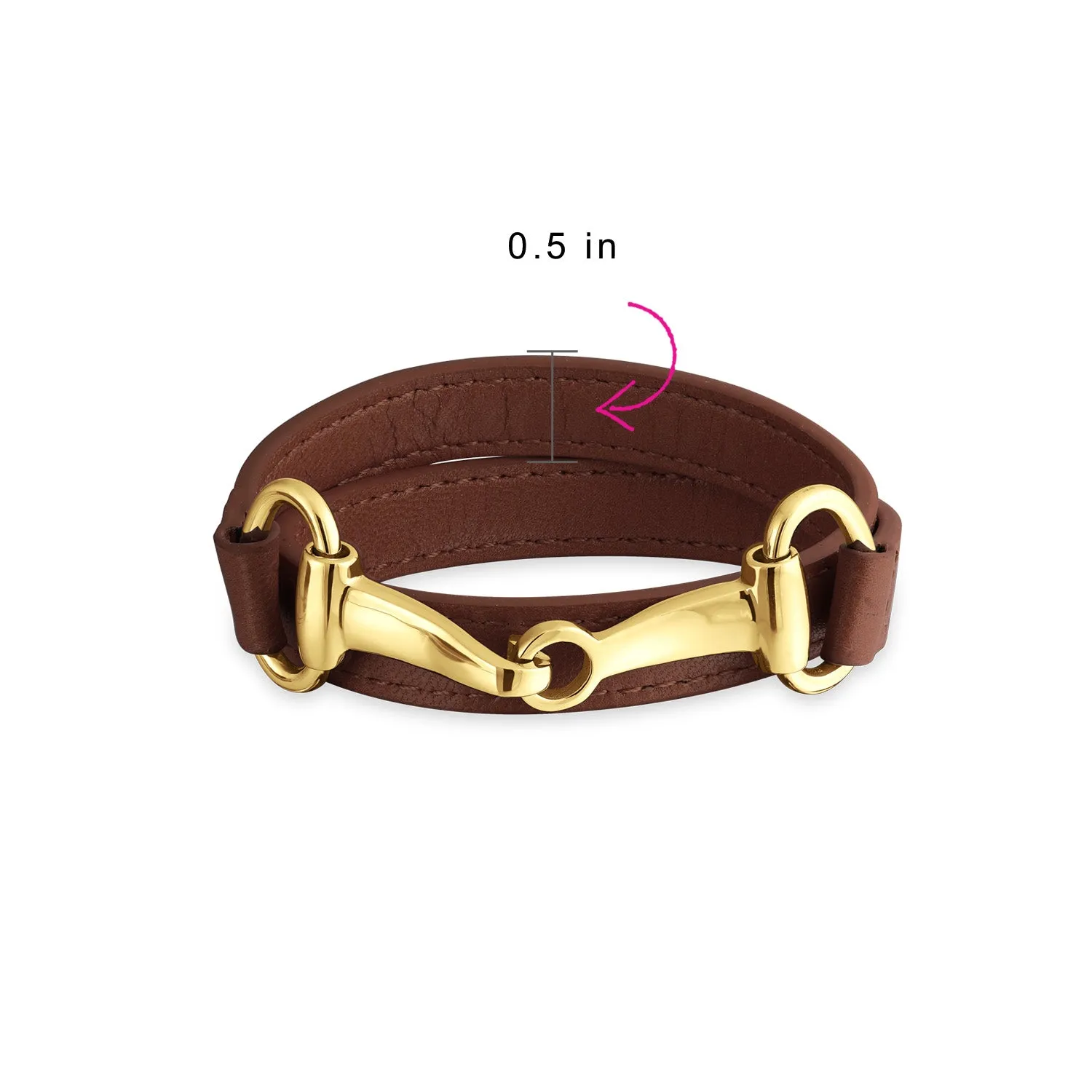 Fashion Red White Orange Black Brown Leather Double Wrap Bracelet with Horse Bit