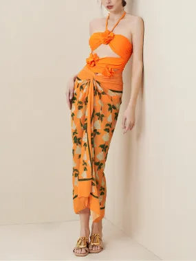Floral Pattern Cover Trendy Up Wrap Skirt