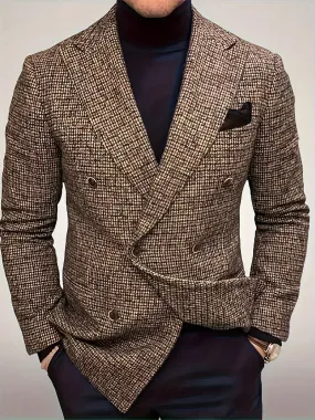 Geruit herencolbert - polyester, casual revers