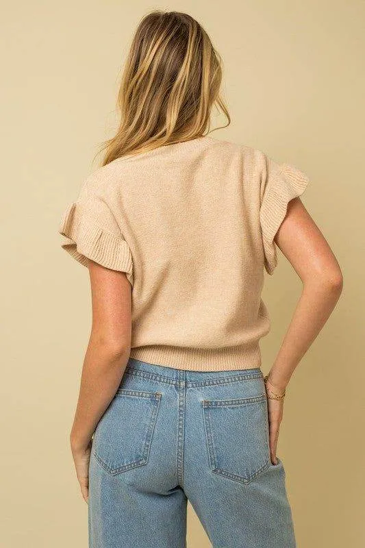 Gilli Ruffle Sleeve Knit Top