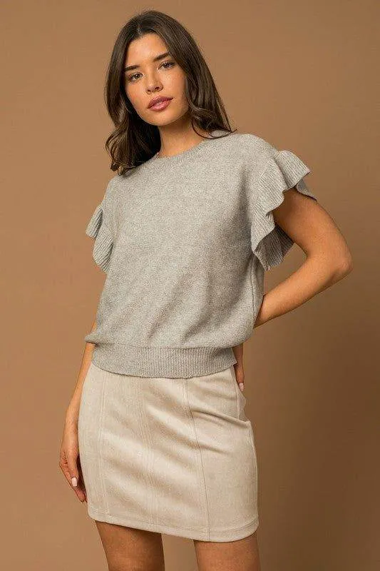 Gilli Ruffle Sleeve Knit Top