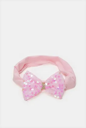 Girls Pink Embellished Hair Wrap