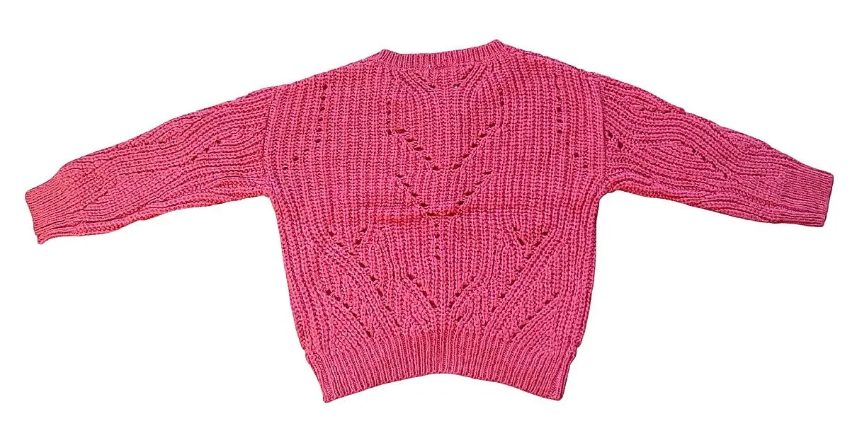 Girls Pink Soft Knitted Button Down Long Sleeve Cardigan