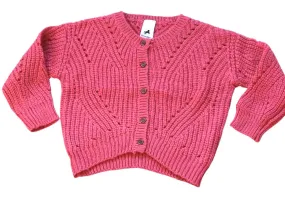Girls Pink Soft Knitted Button Down Long Sleeve Cardigan
