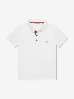 Guess Boys Logo Polo Shirt in White