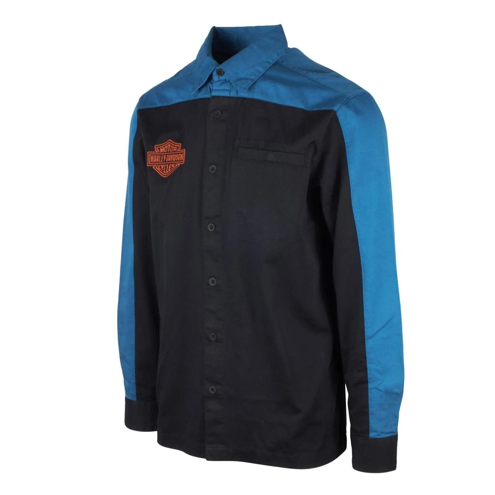 HD Branded Men's Blue Black Tone Timeless Mechanic L/S Woven Shirt (S47)