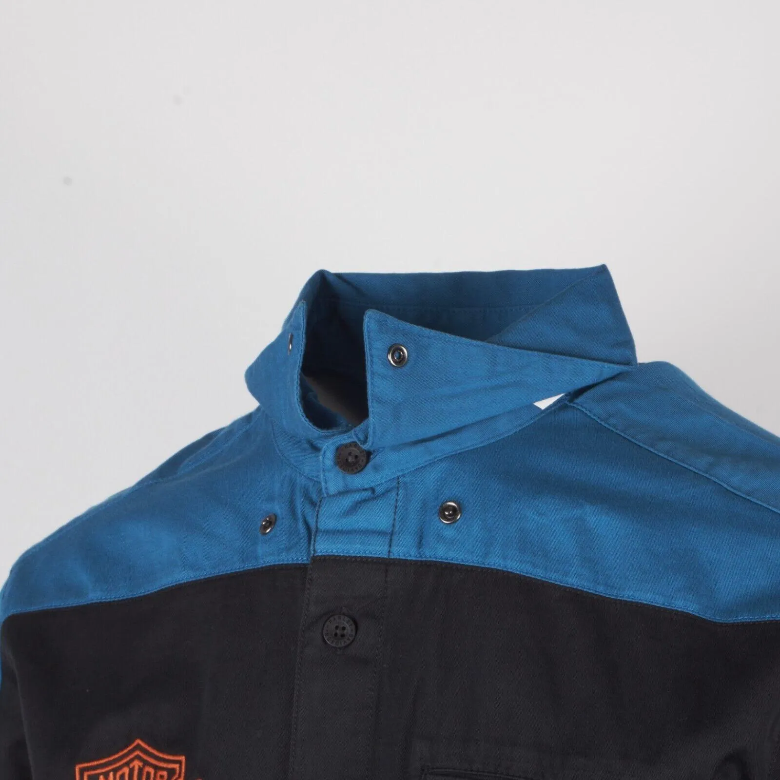 HD Branded Men's Blue Black Tone Timeless Mechanic L/S Woven Shirt (S47)
