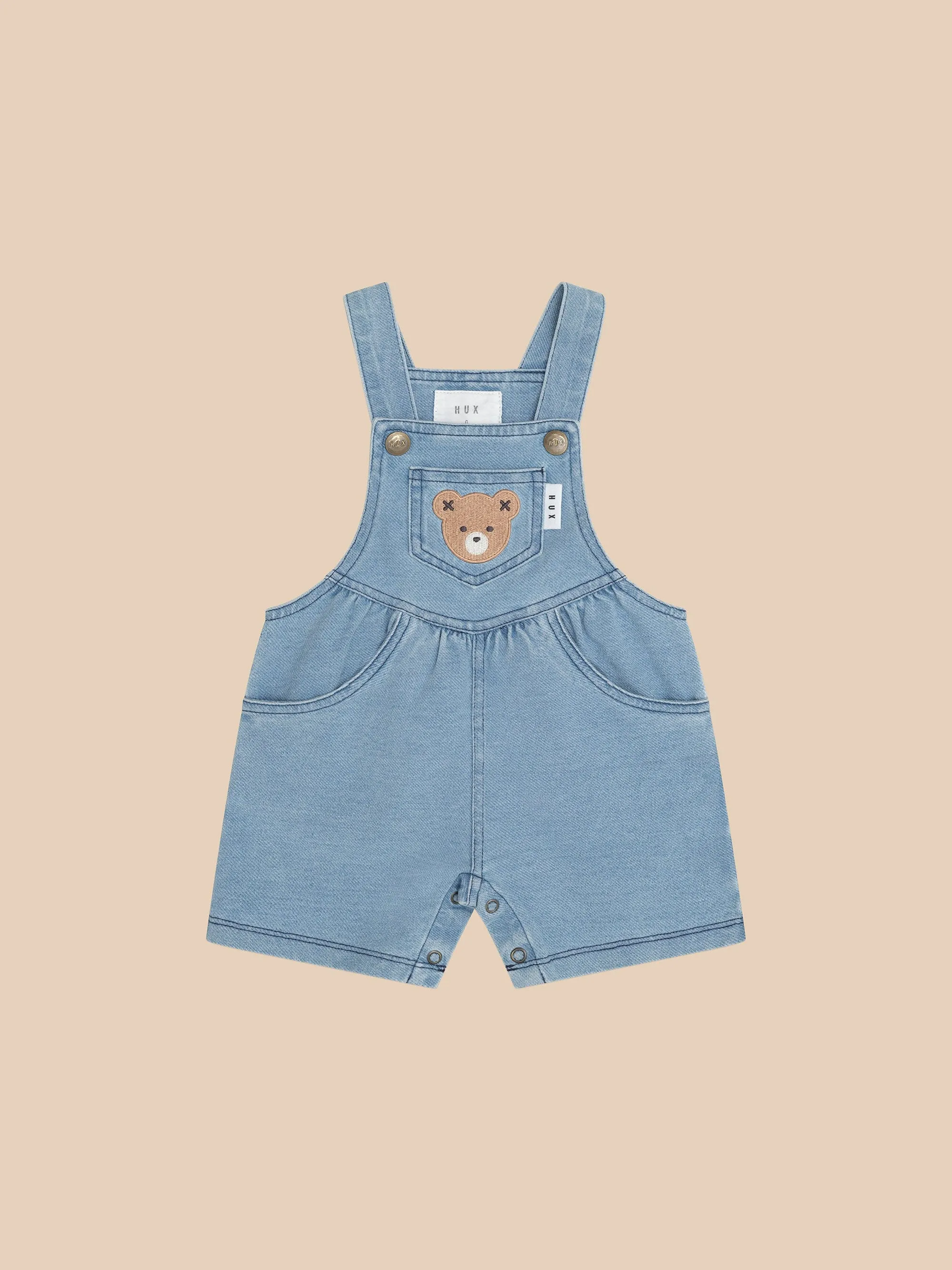 Huxbaby HUXBEAR KNIT DENIM SHORT OVERALLS
